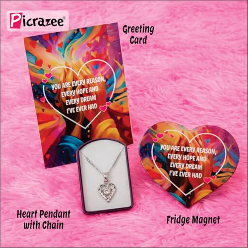PICRAZEE Romantic Valentine Gift for Girlfriend/Wife (Gold Rose, Teddy & Rose in Heart Shape Metal Box, Heart Pendant, G-Card, Fridge Magnet) Gift for Her, Women, Girls - Image 5