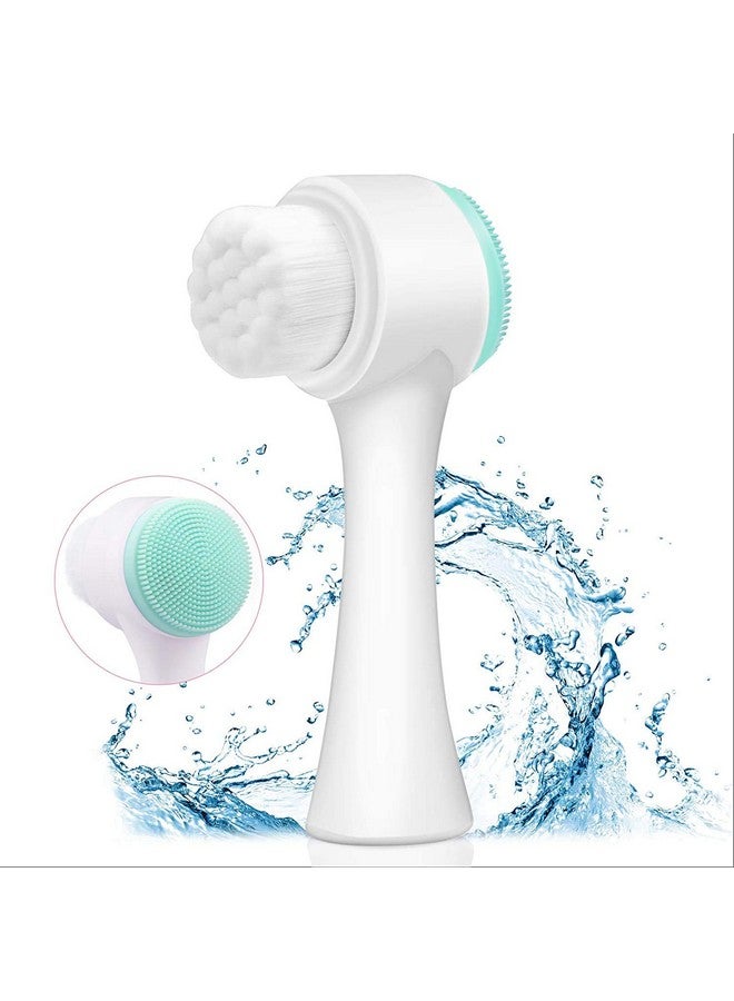 SVULINT 2 in 1 Facial Cleansing Brush, Double Side Manual Silicone & Soft Bristles Face Scrubber for Deep Pore Exfoliation Massaging (Multicolor) - Image 1