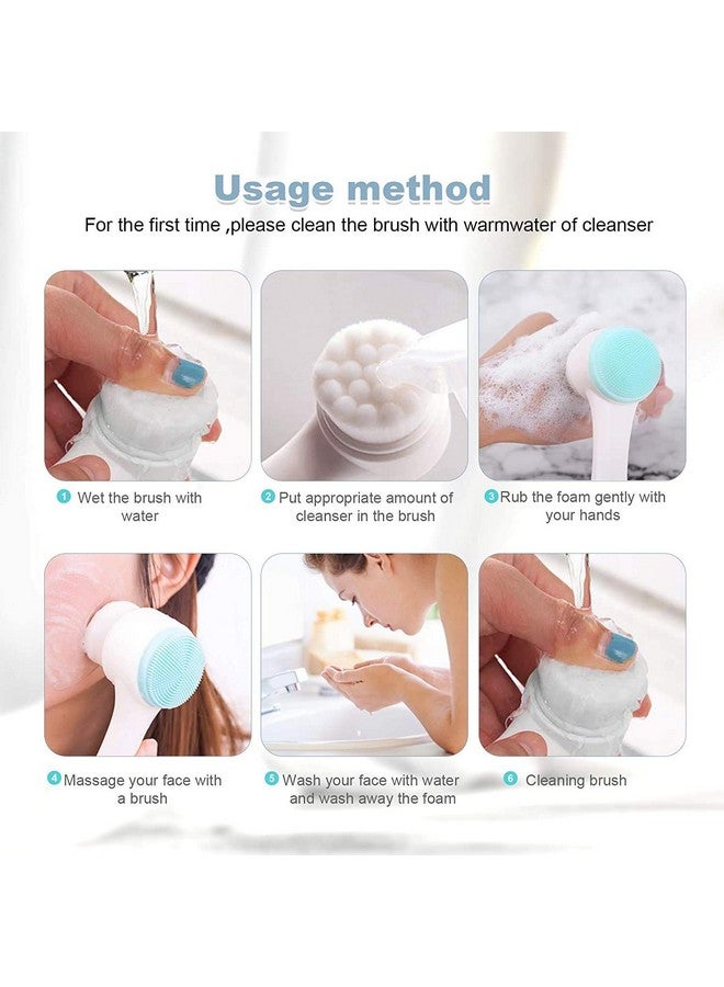 SVULINT 2 in 1 Facial Cleansing Brush, Double Side Manual Silicone & Soft Bristles Face Scrubber for Deep Pore Exfoliation Massaging (Multicolor) - Image 3