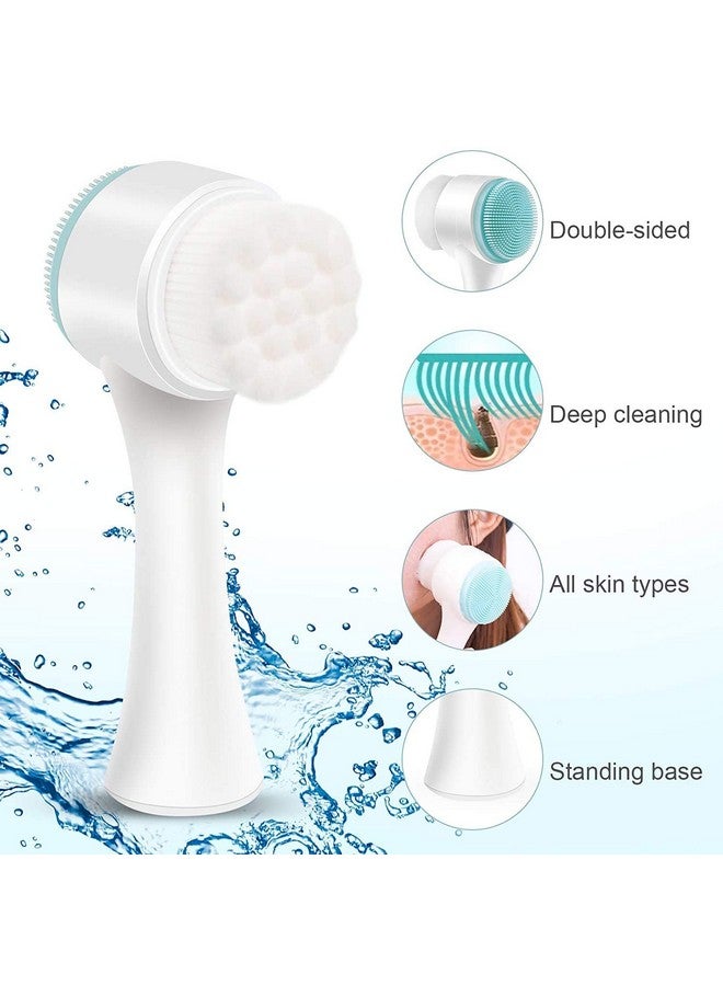 SVULINT 2 in 1 Facial Cleansing Brush, Double Side Manual Silicone & Soft Bristles Face Scrubber for Deep Pore Exfoliation Massaging (Multicolor) - Image 5