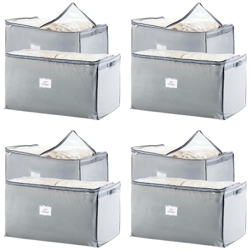 KIKA Non Woven Fabric HOMS Jumbo 130 L Storage Bag, Breathable Blanket storage bags|Clothes Storage Bag for Comforter, and Quilts, Set of 8, Grey 17.5x29x15.8 (XXL size) - Image 1