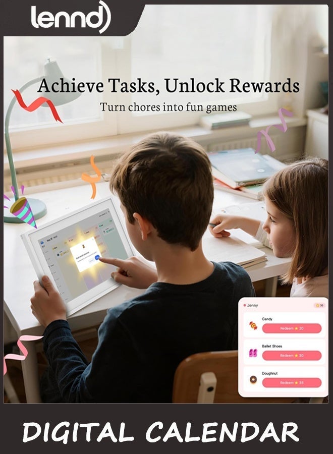 LENND 10.1 Inch Digital Calendar - Chore Chart, Meal Planner, Rewards System, Photo Display, Smart Electronic Calendar Touchscreen Interactive Display for Family Schedules Seamless Scheduling White - Image 3