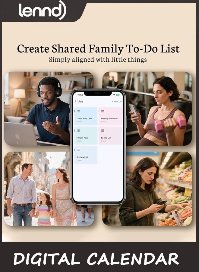 LENND 10.1 Inch Digital Calendar - Chore Chart, Meal Planner, Rewards System, Photo Display, Smart Electronic Calendar Touchscreen Interactive Display for Family Schedules Seamless Scheduling White - Image 4