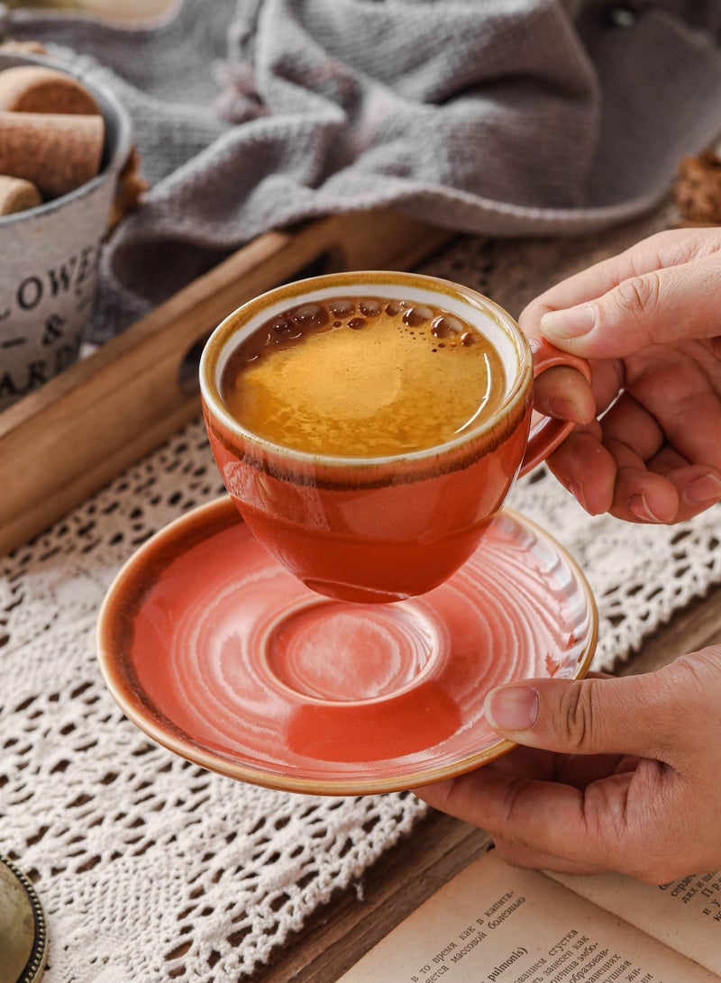 Shuer Ceramic coffee cup, Latte coffee cup，Cappuccino coffee cup，Cup and Saucer Set Suitable for Home Office Restaurant Gifts Garden Party Home Afternoon Tea Set Ceramic Milk Tea Cup Water Cup - Image 2