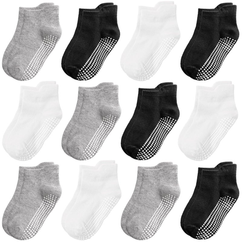 Tphon Non Slip Toddler Socks 12 Pairs Kids Grip Sock for Boys Girls Baby Ankle Socks with Gripper for 1-3 Year Children - Image 1