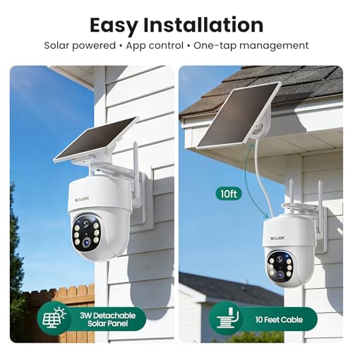 SOLIOM- 5MP Security Cameras Wireless Outdoor, No Subscription & Solar Powered,4-Cam Pack Cameras for Home Security with 360° Auto Motion Tracking, 3K Color Night Vision,5G & 2.4G Router Compatible - Image 5