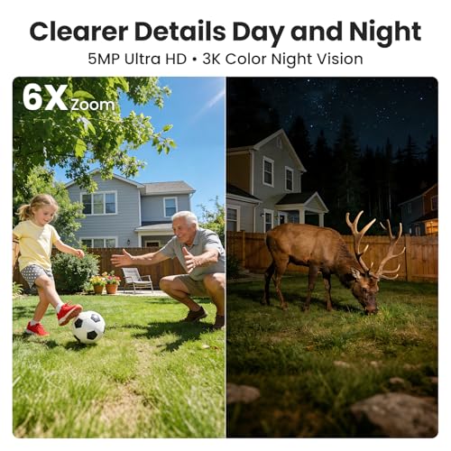 SOLIOM- 5MP Security Cameras Wireless Outdoor, No Subscription & Solar Powered,4-Cam Pack Cameras for Home Security with 360° Auto Motion Tracking, 3K Color Night Vision,5G & 2.4G Router Compatible - Image 2