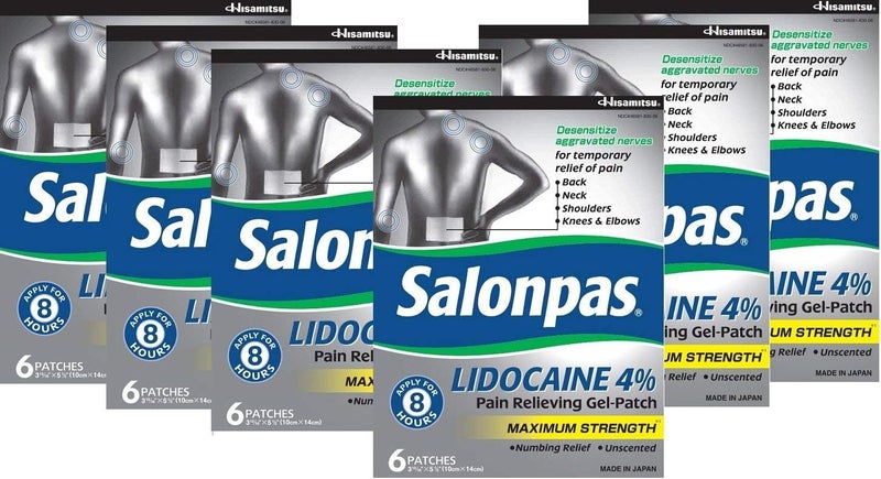 Salonpas LIDOCAINE Special 6 PACK Pain Relieving Maximum Strength Gel Patch