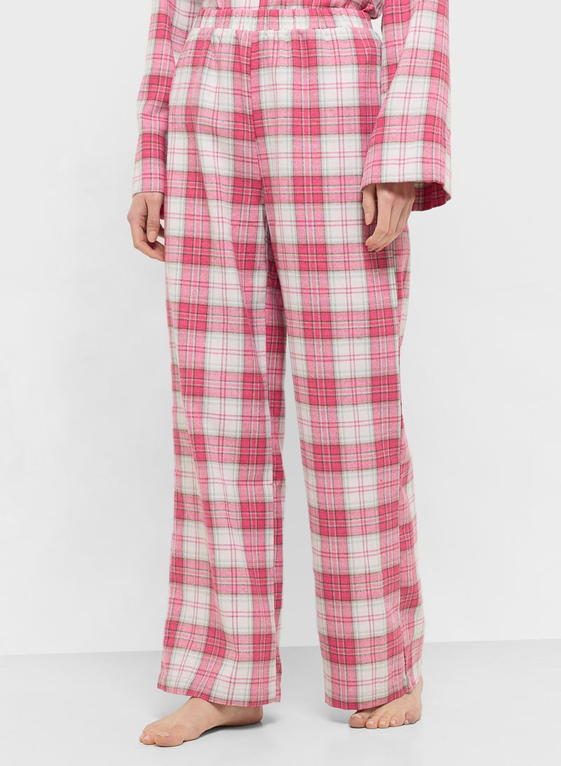 Ginger Checkered Button Down Shirt & Pyjama Set - Image 4