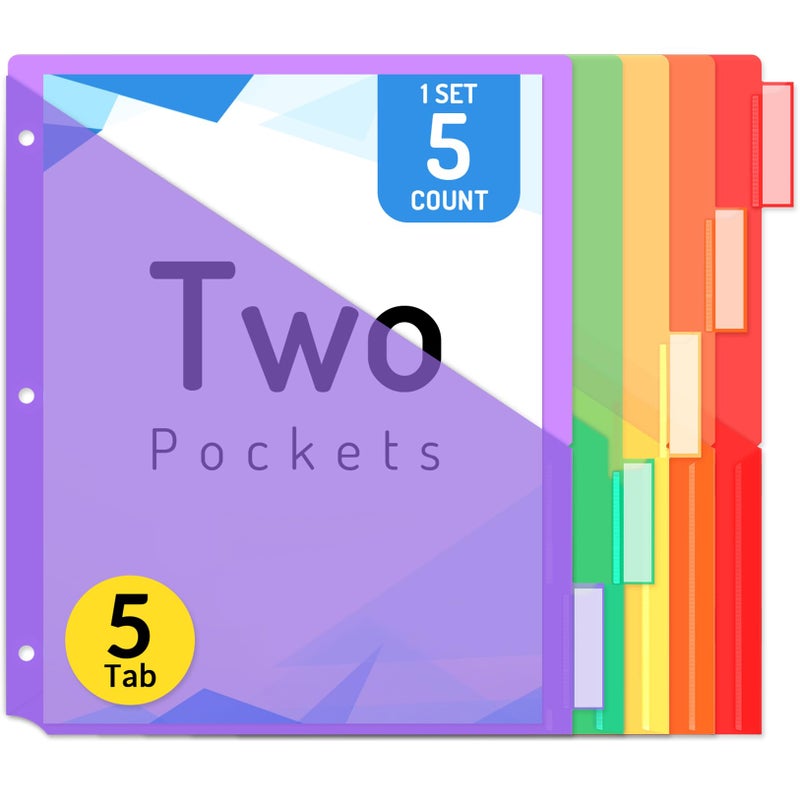 Forvencer 5 Tab Binder Divider, 5 Pack - Image 1