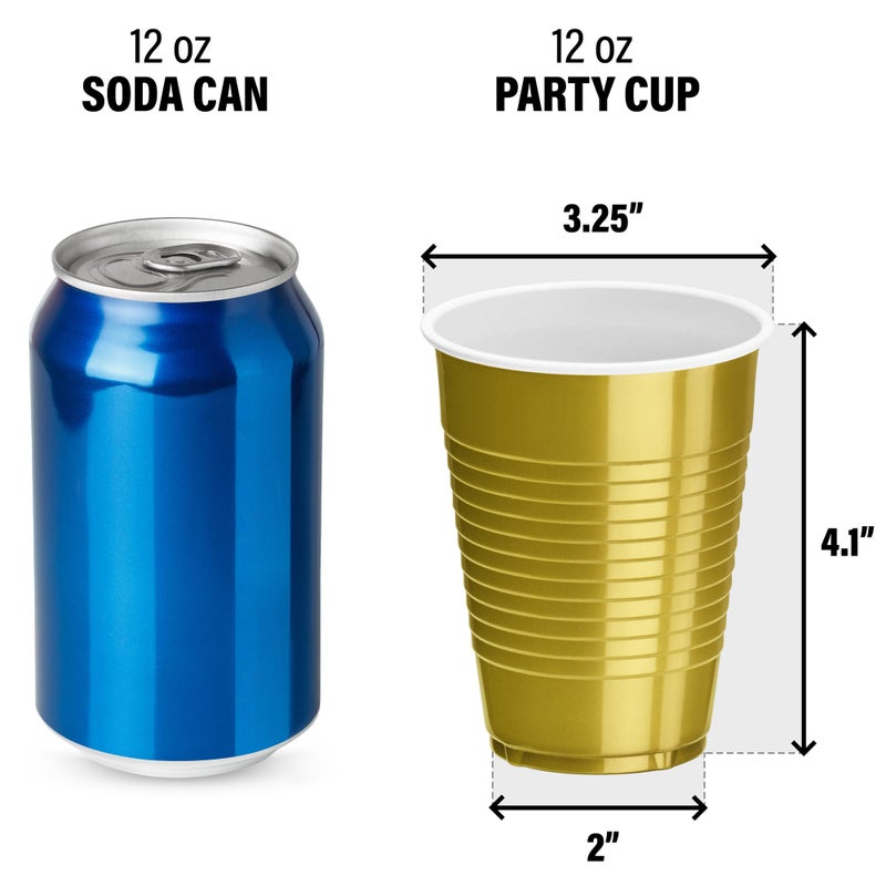 DecorRack Gold Plastic Cups  12 oz Disposable Cups  Party Supplies (60 Count) - Image 2