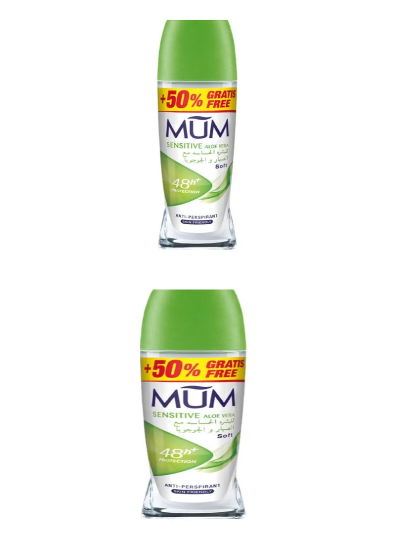 MUM MUM Deodorant Roll-on Sensitive Aloe Vera 2*75ml   (pack of 2)  - Image 1