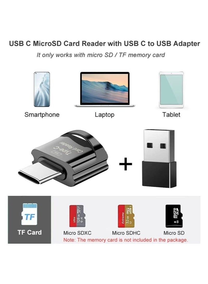 Captaintech Micro SD Card Reader, USB C TF Card Reader, USB C to TF Memory Card Reader with USB C to USB Adapter Compatible with MacBook, Laptops, Android Phones - Image 2