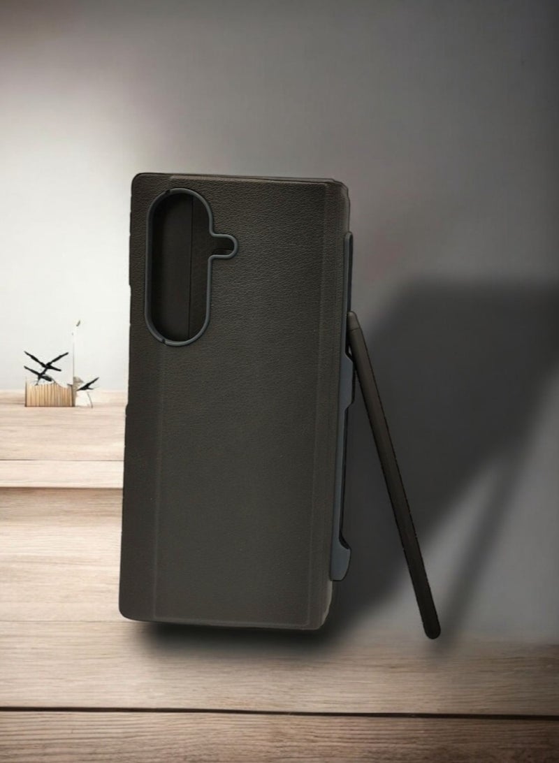 جراب جلدي فاخر مع ستاند وقلم سامسونج Z FOLD 7  ضد الماء وحماية كاملة - Image 2