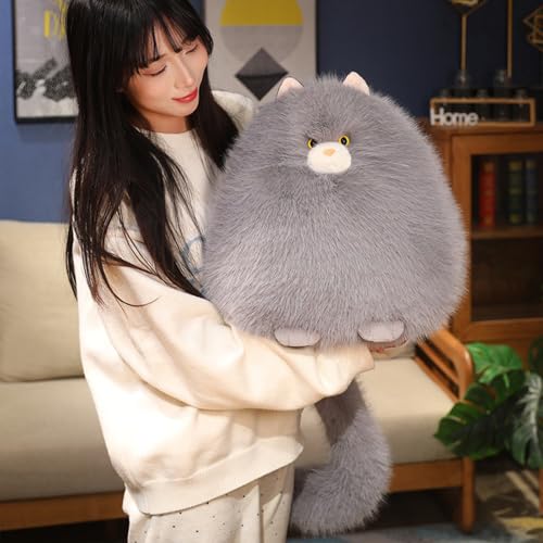 PEACH CAT Fat Cat Stuffed Animal 118 Big Kitten Plushies Cute Plush Toys Birthday Gifts for Kids Grey - Image 1