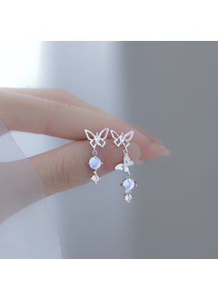 Butterfly Tassel Earrings Asymmetric Moonstone 2024 Butterfly Stud Earrings (Copper Plated Platinum)