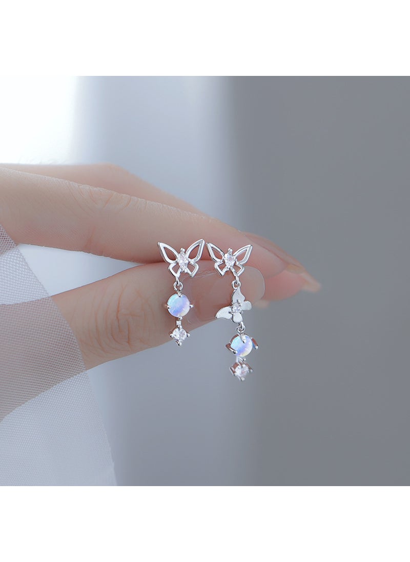 Generic - Butterfly Tassel Earrings Asymmetric Moonstone 2024 Butterfly Stud Earrings (Copper Plated Platinum) - Image 1