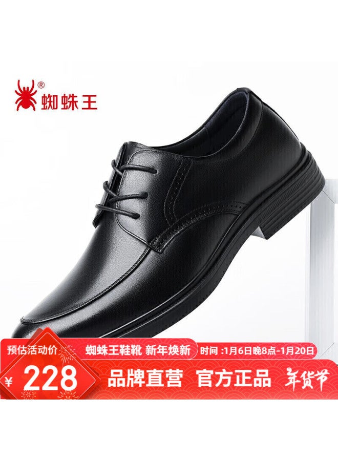 Spider King Men's British Style Top Layer Leather Business Formal Casual Low-top Lace-up Leather Shoes Men T212ba22906 Black Size 39 - Image 1