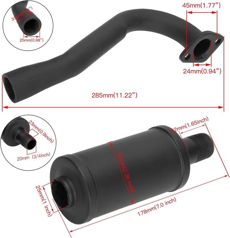 FVRITO Exhaust Pipe Muffler Silencer Kit for Predator 212cc and 196cc Engines - Image 5