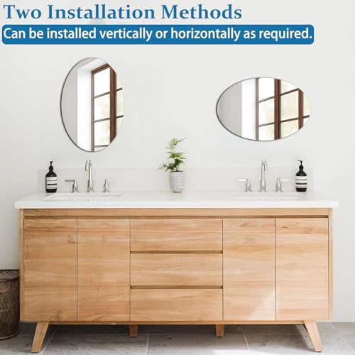 QEEYON Small Oval Mirror for Wall Decor, 16 x 12 Frameless Glass Oval Wall Mounted Bathroom Vanity Mirror for Bedroom, Entryway, Living Room, 2-Sided Adhesive Tapes Include - Image 5