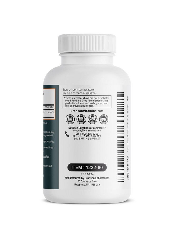 Bronson Vitamin B1 Extra Strength 500 MG High Potency Non-GMO, 60 Capsules - Image 3