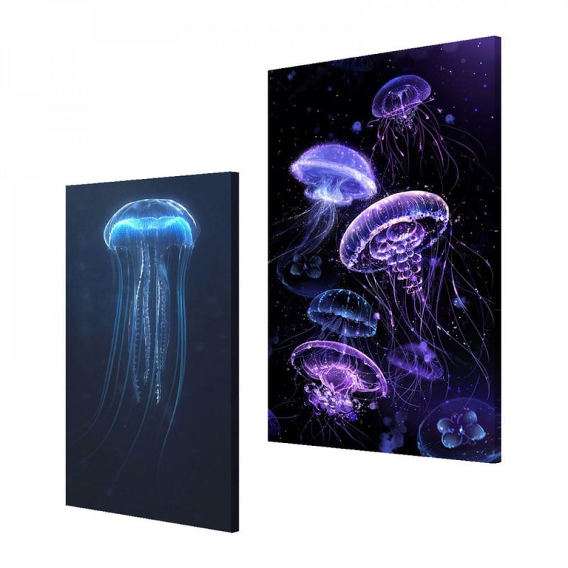 Marktna Double canvas painting with a jellyfish design, total size 80x60 cm - Image 2