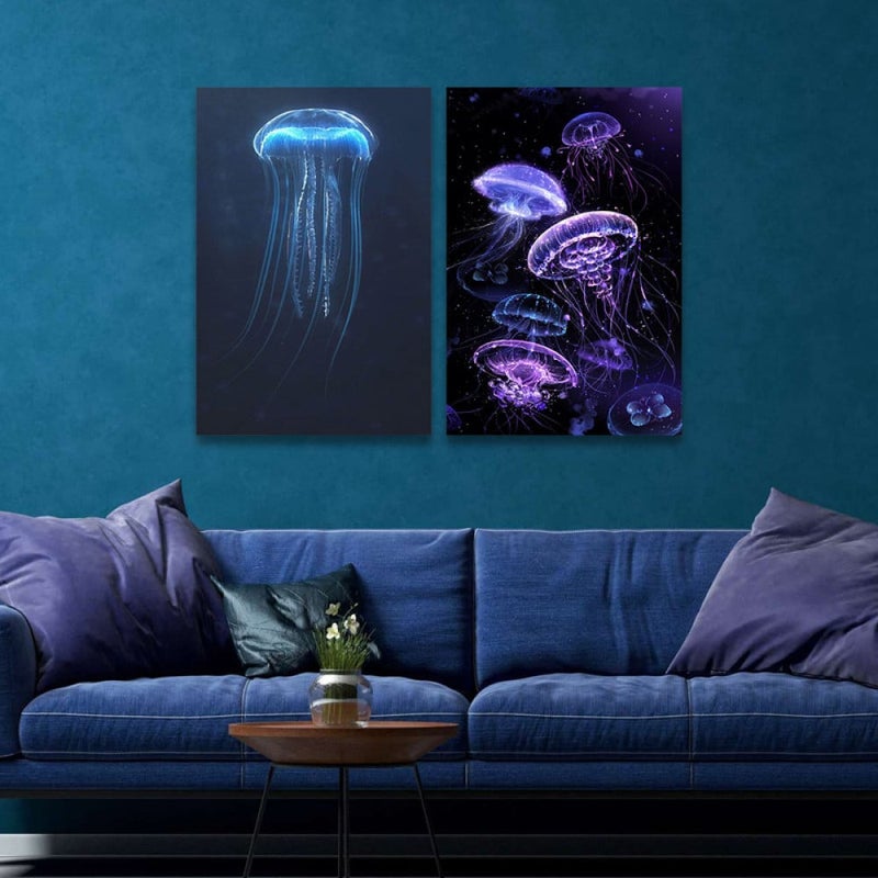 Marktna Double canvas painting with a jellyfish design, total size 80x60 cm - Image 1
