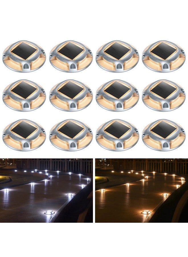AGPTEK Solar Driveway Lights Outdoor 12 Pack, Solar Deck Lights 2 Color Modes Dock Lights Waterproof Driveway Markers Step Lights for Sidewalk Stair Garden Pathway Walkway Yard(Warm White/Cool White) - Image 1