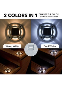 AGPtek AGPTEK Solar Driveway Lights Outdoor 12 Pack, Solar Deck Lights 2 Color Modes Dock Lights Waterproof Driveway Markers Step Lights for Sidewalk Stair Garden Pathway Walkway Yard(Warm White/Cool White)  - Image 2