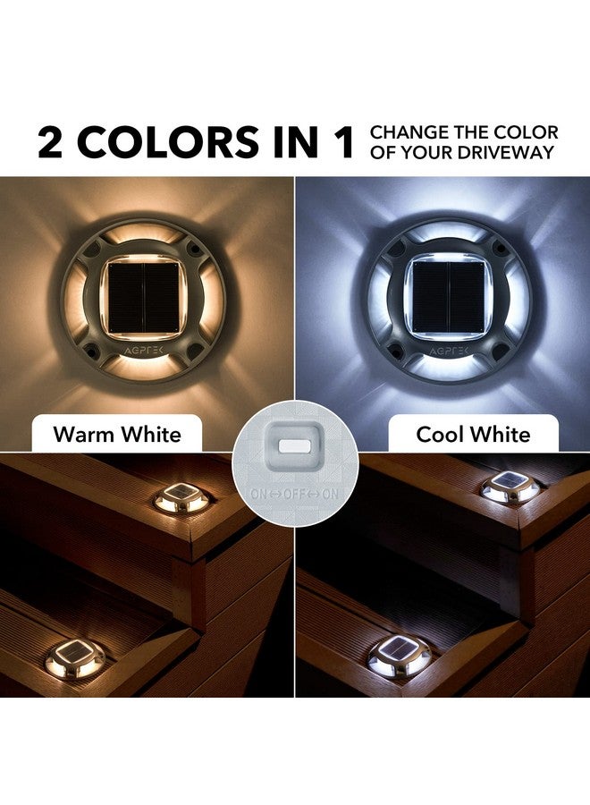 AGPTEK Solar Driveway Lights Outdoor 12 Pack, Solar Deck Lights 2 Color Modes Dock Lights Waterproof Driveway Markers Step Lights for Sidewalk Stair Garden Pathway Walkway Yard(Warm White/Cool White) - Image 2