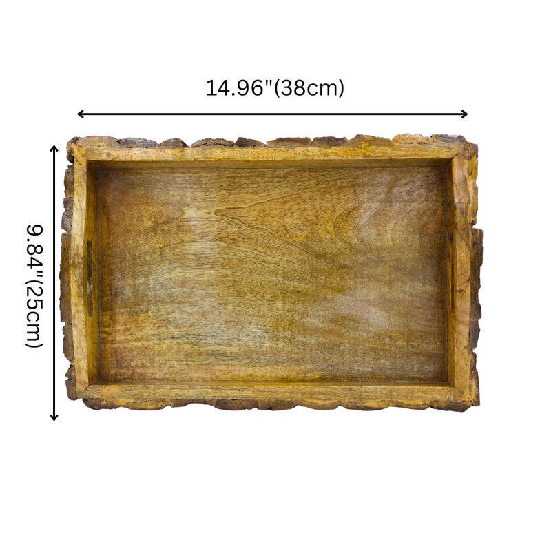 Natriel Handmade Wooden Tray | Serving Tray | Decorative Serveware for Home | Natural Handicraft Design Luxury and Premium Wooden Decorative Trays (Design-03) - Image 4