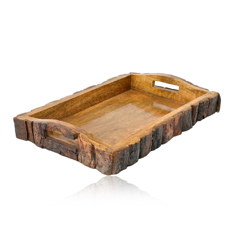 Natriel Handmade Wooden Tray | Serving Tray | Decorative Serveware for Home | Natural Handicraft Design Luxury and Premium Wooden Decorative Trays (Design-03) - Image 1
