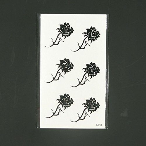 Oottati Small Cute Temporary Tattoo Hand Black Roses (Set of 2) - Image 2