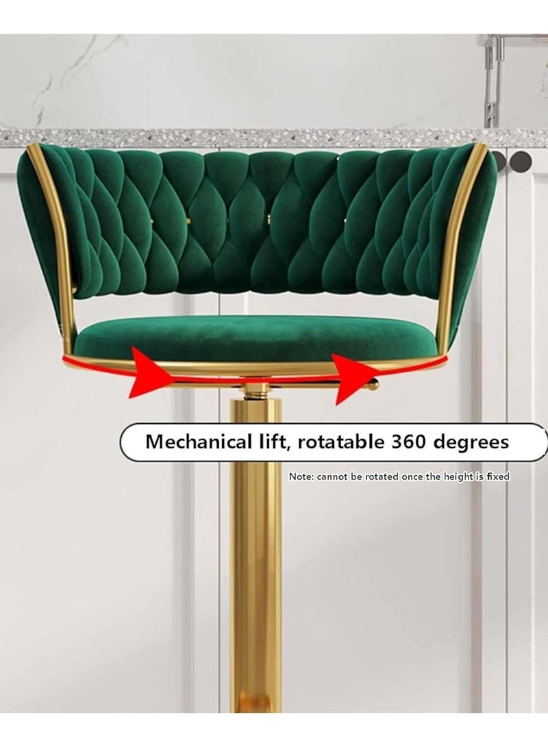 DubaiGallery Luxury bar Stool,Modern Round Adjustable Reception Chair, Gold Velvet Bar Chair, Kitchen high Dining Chair , Height Adjustable and 360° Swivel. Suitable for bar, Home, offce, Cafe - Image 4