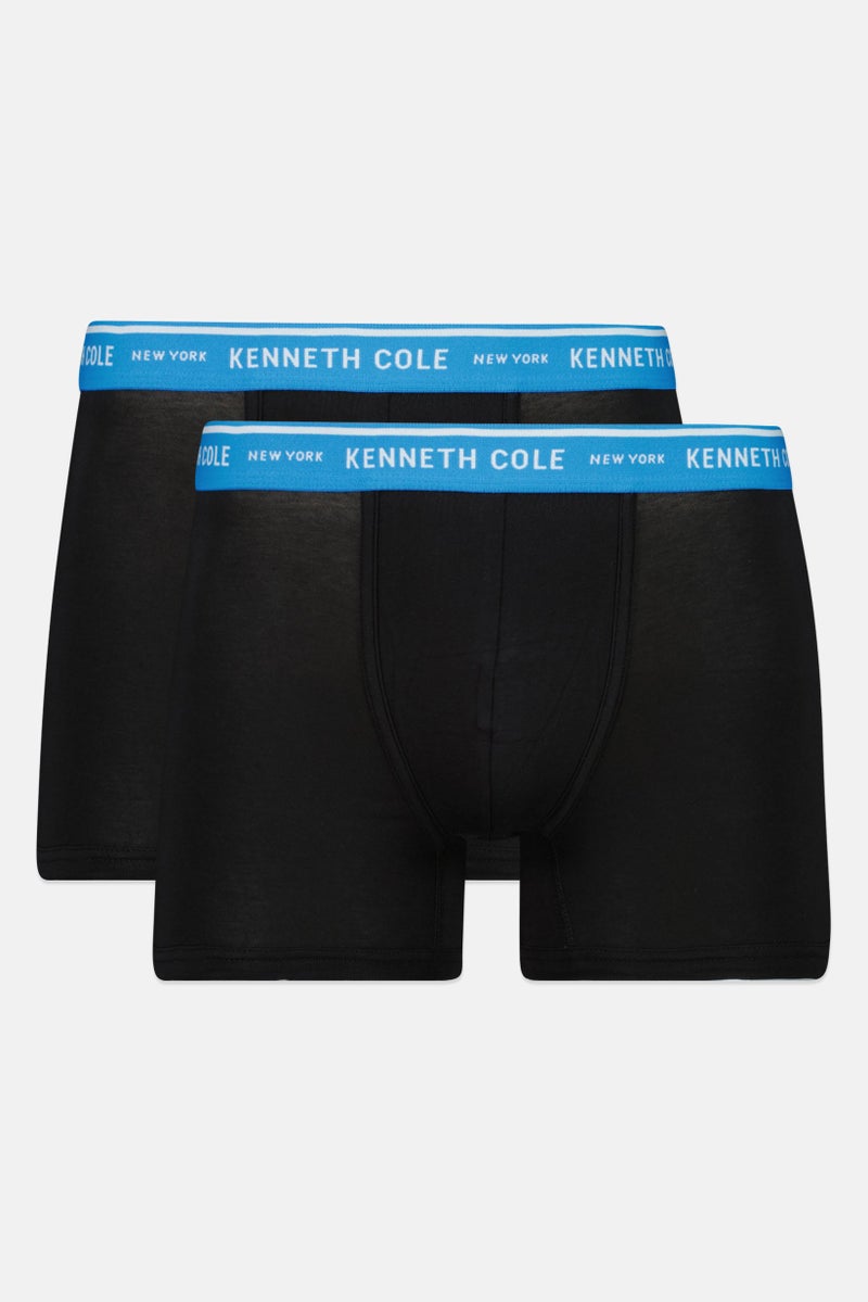 Kenneth Cole Men 2 Pack Brand Logo Trunks, Black - Image 1