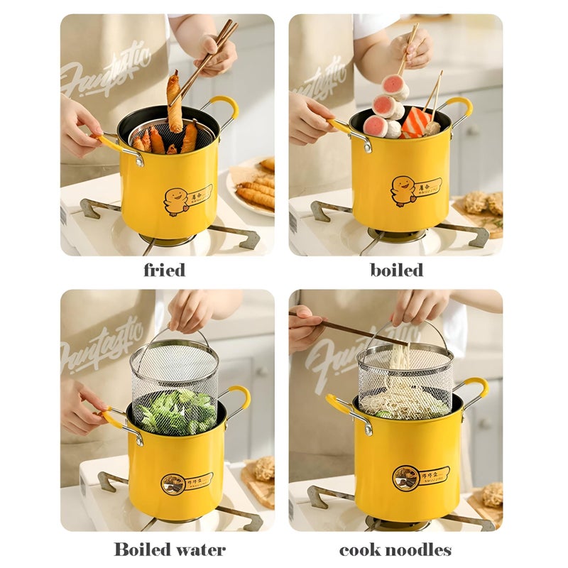Deep Fryer - Unique Duck Shaped 3L Stainless Steel Pot with Frying Basket and Clear Glass Lid, Heat Proof Design, Sturdy Stainless Steel Handle for Comfort, Ideal for Healthy and Crispy Fried Meals Da - Image 3