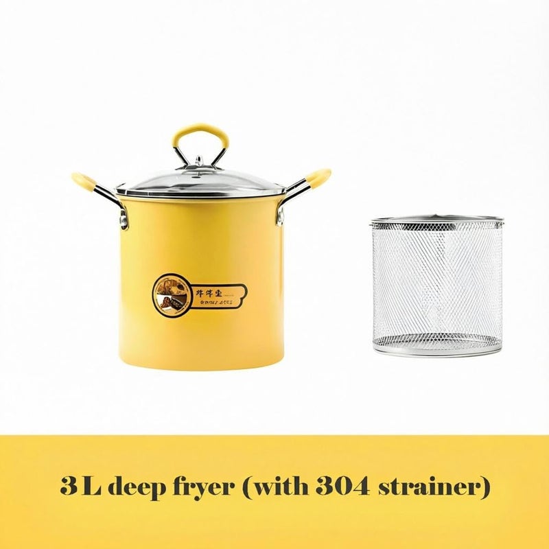 Deep Fryer - Unique Duck Shaped 3L Stainless Steel Pot with Frying Basket and Clear Glass Lid, Heat Proof Design, Sturdy Stainless Steel Handle for Comfort, Ideal for Healthy and Crispy Fried Meals Da - Image 4