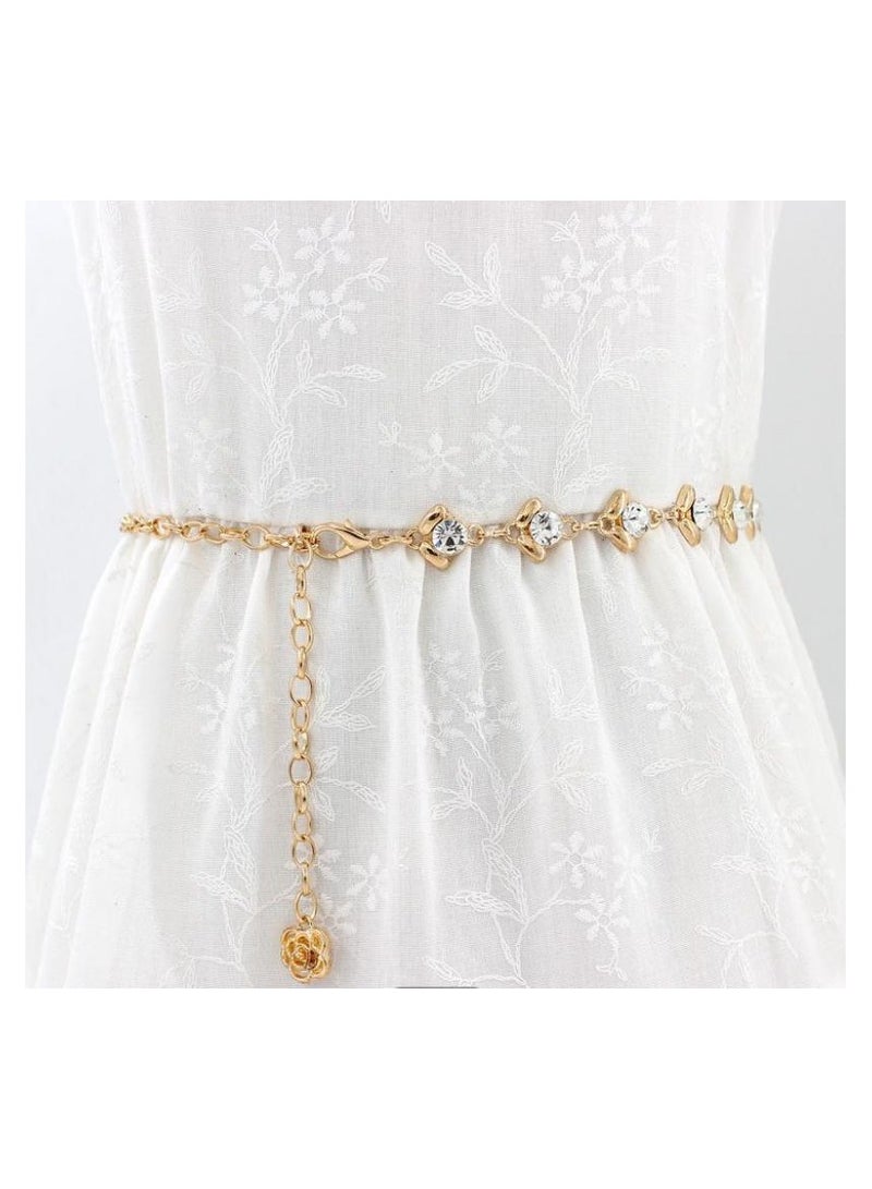 KUYING New Womens Pearl Fashion Versatile Decorative Dress Summer Skirt Small Belt 