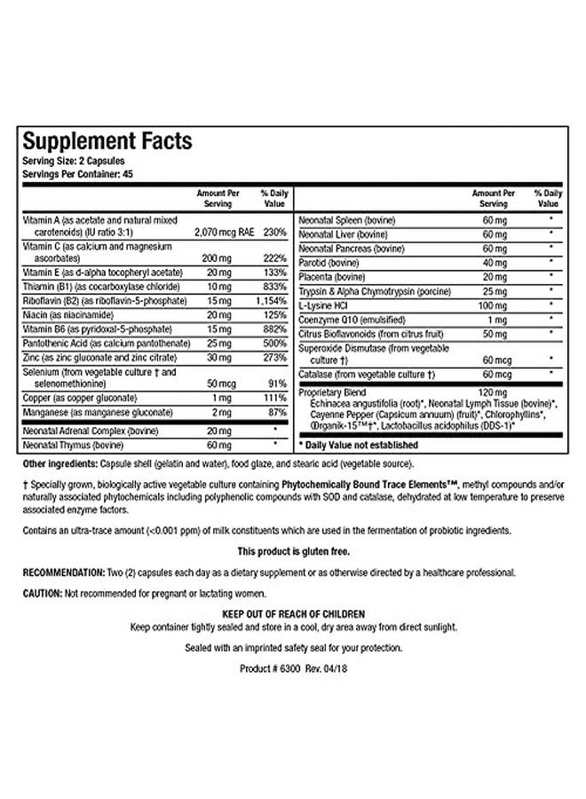 Biotics Research Bio Immunozyme Forte Multivitamin/Mineral to Support Normal, Healthy Immune Function, Echinacea, Cayenne Pepper, Lactobacillus acidophilus, Probiotics, Amino Acids 90 Capsules - Image 3