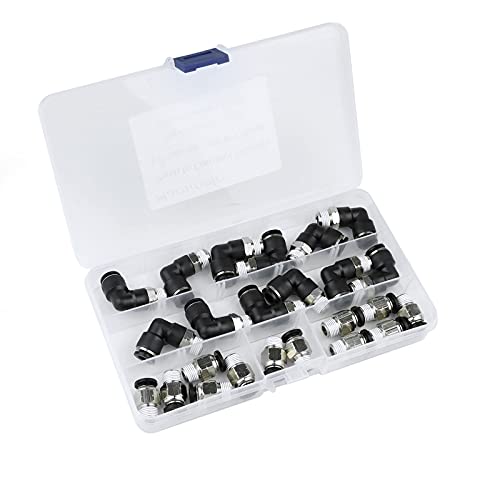 Hamineler 24 PCS Pneumatic Straight Plastic Connectors, 1/8inch NPT Thread 1/4inch Tube OD Pneumatic Elbow and Straight Combination Connect Fittings - Image 4