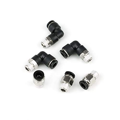 Hamineler 24 PCS Pneumatic Straight Plastic Connectors, 1/8inch NPT Thread 1/4inch Tube OD Pneumatic Elbow and Straight Combination Connect Fittings - Image 3