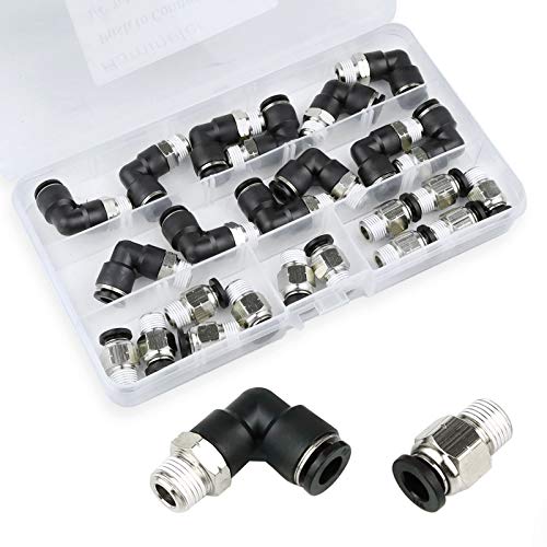 Hamineler 24 PCS Pneumatic Straight Plastic Connectors, 1/8inch NPT Thread 1/4inch Tube OD Pneumatic Elbow and Straight Combination Connect Fittings - Image 5