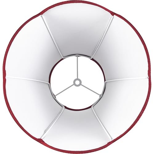 GO&SO Set of 2 Burgundy Silk Scalloped Lamp Shade, Petal Edge Braid with Burgundy Fringe Trim, 6"x13"x10.6"(Spider), Victorian Bell Lamp Shades, Replacement Shades for Table,Floor Lamps, Easy Assembly - Image 4