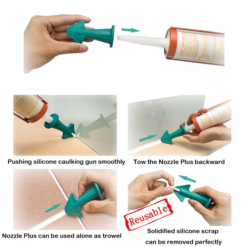ORX PLUS TOOLS ORXPLUS Tools Caulking Gun Nozzle Adapter, Reusable Applicator, Silicone Caulking Tools(6.5R, 10R, 13R) w/Caulk Saver - Image 5