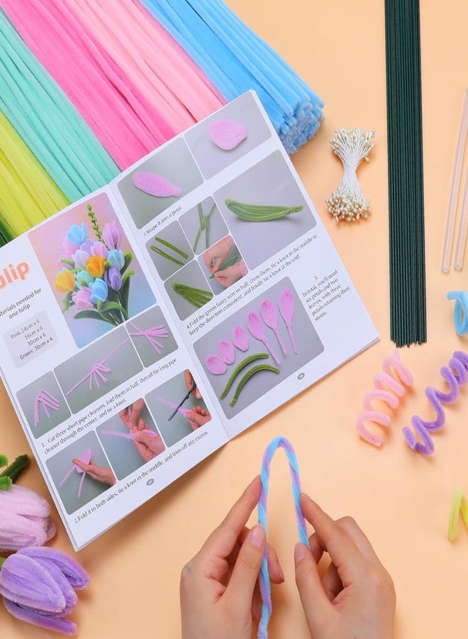 Eppingwin 360 PCS Pipe Cleaners for Flowers, Macaroon Chenille Stems for Crafts, Pipe Cleaners Bulk with Instruction for Tulip, Rose, Lily, Sunflower - Image 4