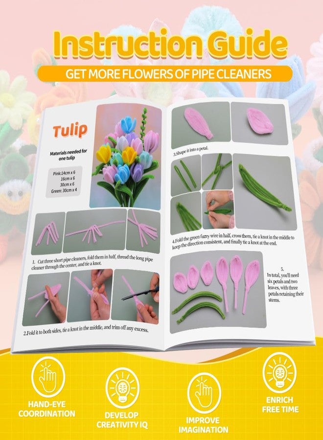Eppingwin 360 PCS Pipe Cleaners for Flowers, Macaroon Chenille Stems for Crafts, Pipe Cleaners Bulk with Instruction for Tulip, Rose, Lily, Sunflower - Image 5