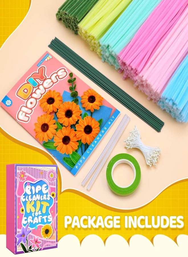 Eppingwin 360 PCS Pipe Cleaners for Flowers, Macaroon Chenille Stems for Crafts, Pipe Cleaners Bulk with Instruction for Tulip, Rose, Lily, Sunflower - Image 2