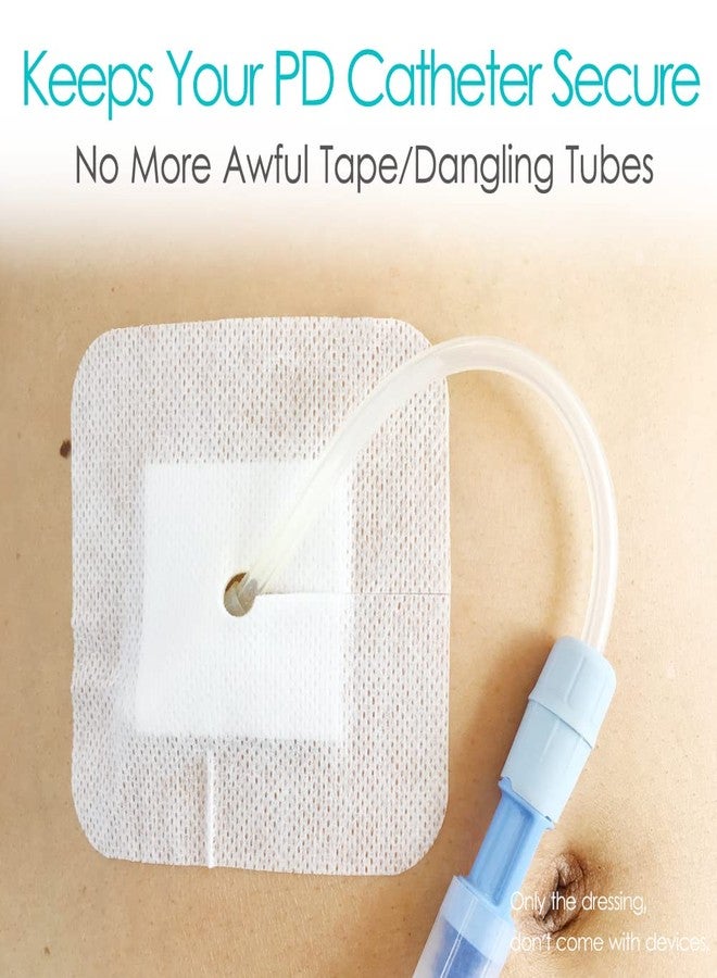 DiaBelt Drain Split Bordered Gauze Island Dressing Pad for Peritoneal Dialysis PD Catheter Stomach Feeding Peg J Tube| Individually Packed| Wound Bandage with Adhesive Border (4 x 4 Inch (Pack of 40 - Image 2
