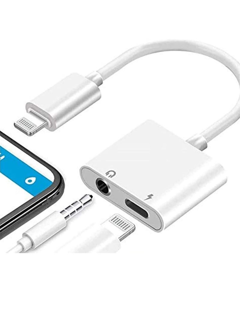 Generic iPhone Headphones Adapter & Splitter, 2 in 1 Dual Lightning Charger Cable Aux Audio Adapter Converter for iPhone 12/11/XS/XR/X/8/7/6/iPad, Support Calling+Charging+Music Control  - Image 1