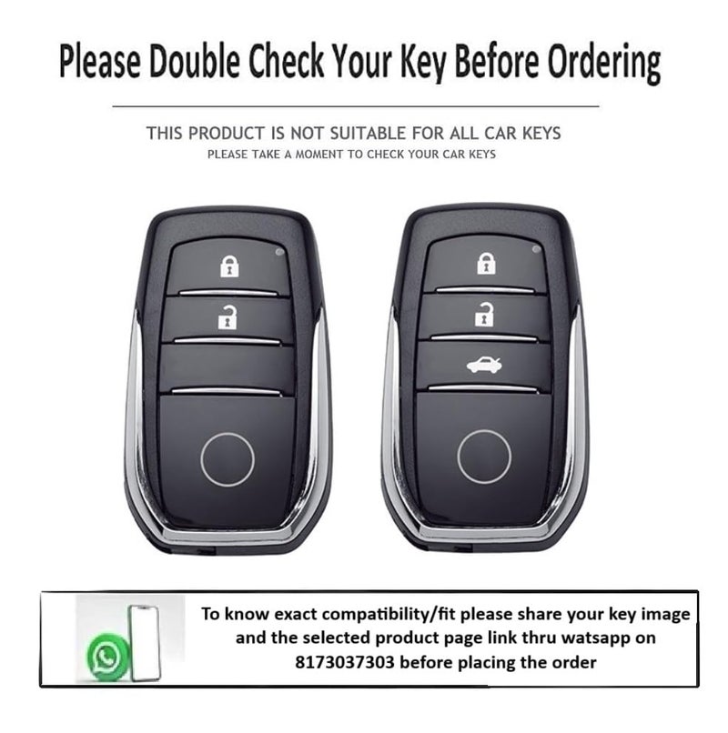 JVCV® Gold Border TPU Key Cover Compatible with Toyota Innova Crysta Fortuner Legender Hycross Hilux Land Cruiser 3 Button Smart Key (Black) - Image 2